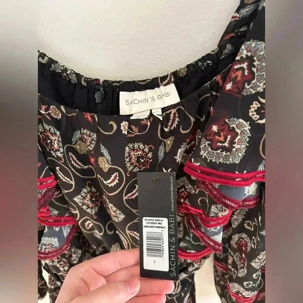 NWT SACHIN & BABIN Oliver ruffle floral square neck tie belt sun Anthropologie - Picture 6 of 13